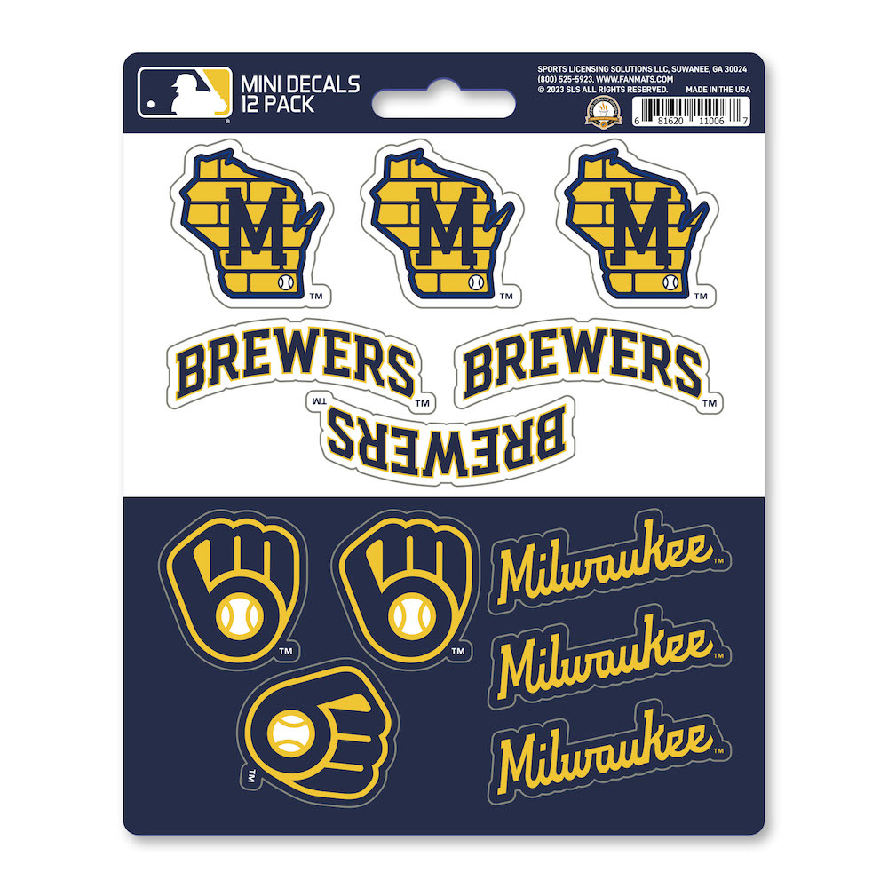 Milwaukee Brewers Team Logo Mini Decal 12 Pack