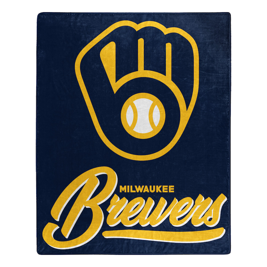 Milwaukee Brewers Plush Fleece Raschel Blanket 50 x 60