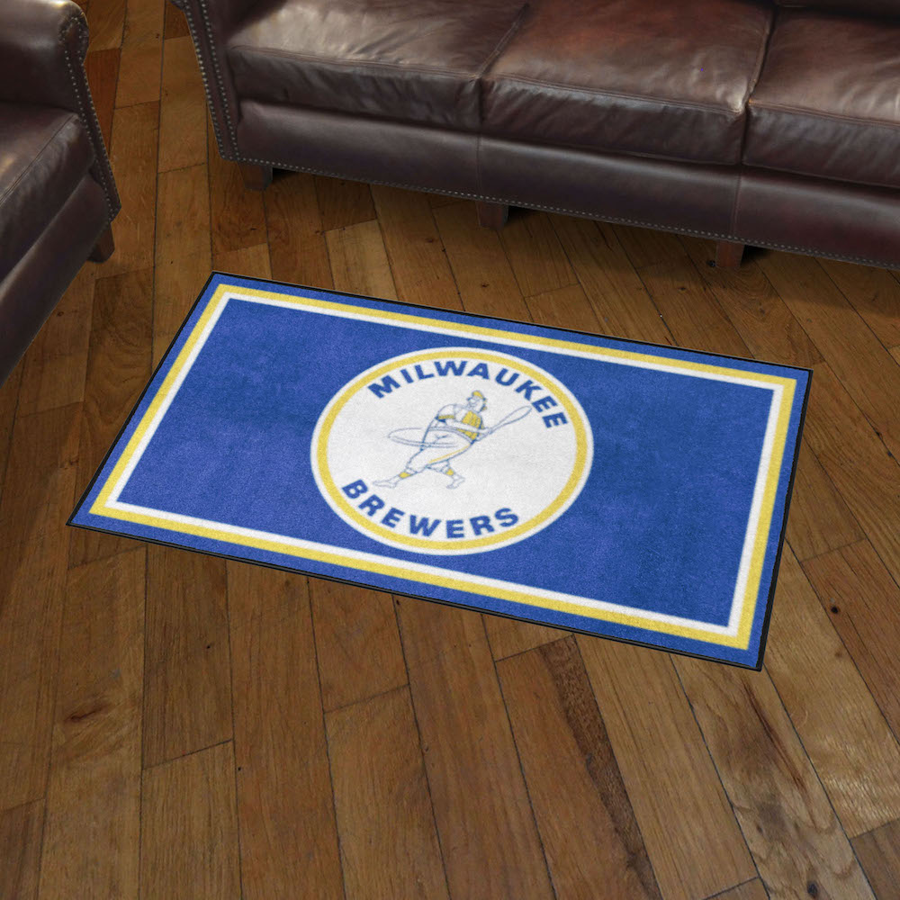 Milwaukee Brewers MLBCC Vintage 3x5 Area Rug Throwback Logo