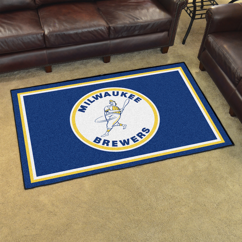 Milwaukee Brewers MLBCC Vintage 4x6 Area Rug Throwback Logo