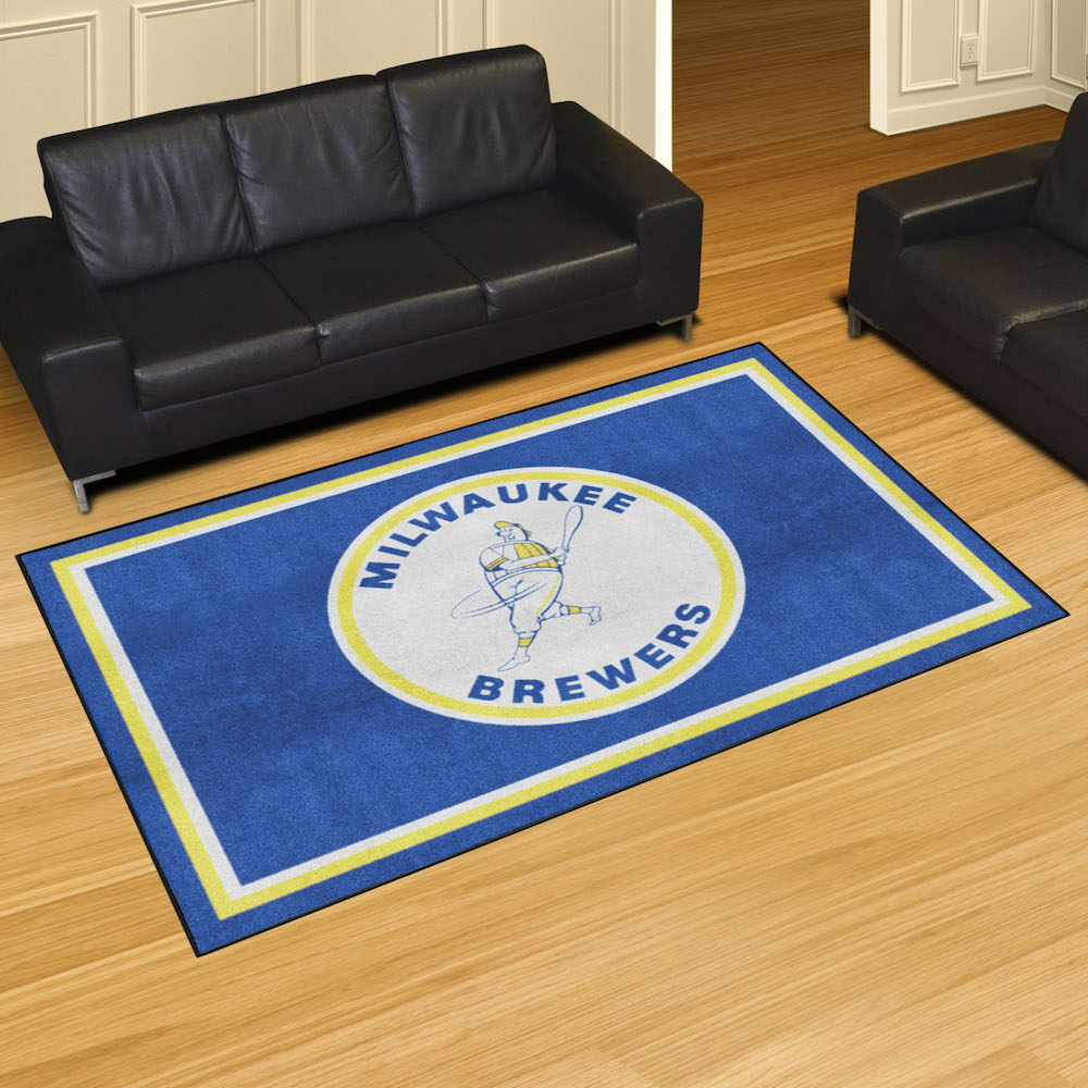 Milwaukee Brewers MLBCC Vintage 5x8 Area Rug Throwback Logo