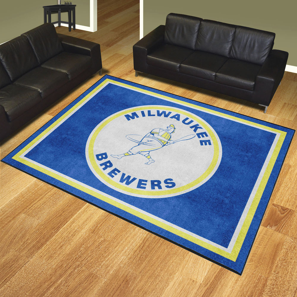 Milwaukee Brewers MLBCC Vintage Ultra Plush 8x10 Area Rug Throwback Logo