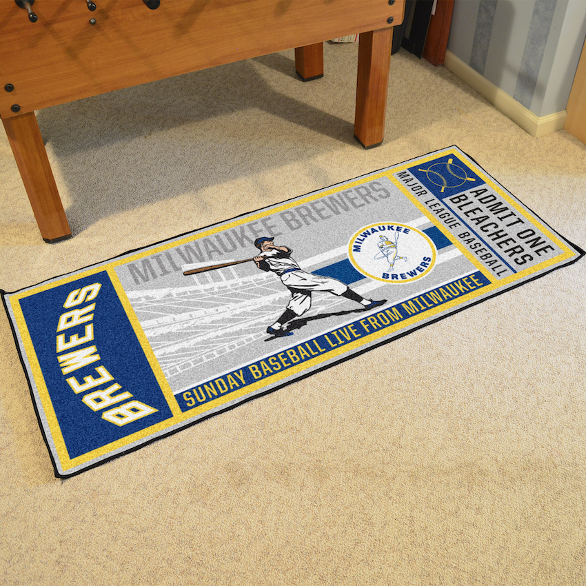 Milwaukee Brewers MLBCC Vintage 30 x 72 Game Ticket Carpet Runner