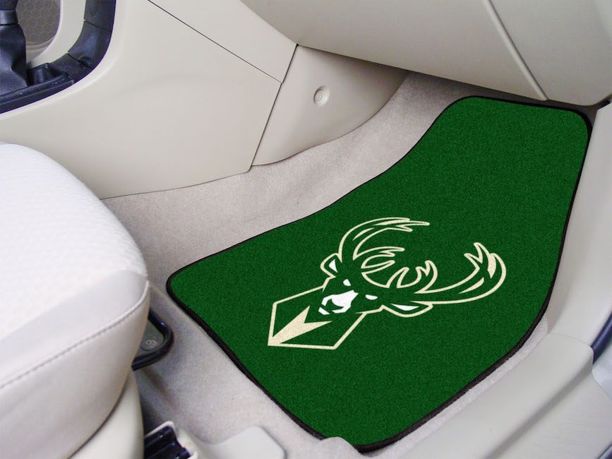 Milwaukee Bucks Car Floor Mats 18 x 27 Carpeted-Pair