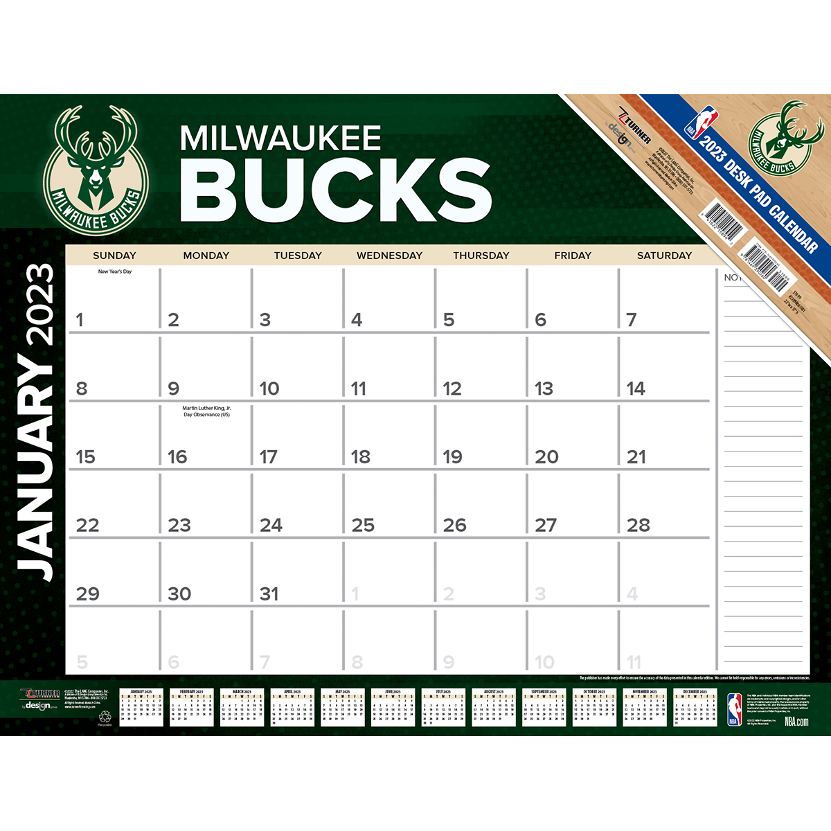 Milwaukee Bucks 2020 Nba 22 X 17 Desk Calendar Buy At Khc