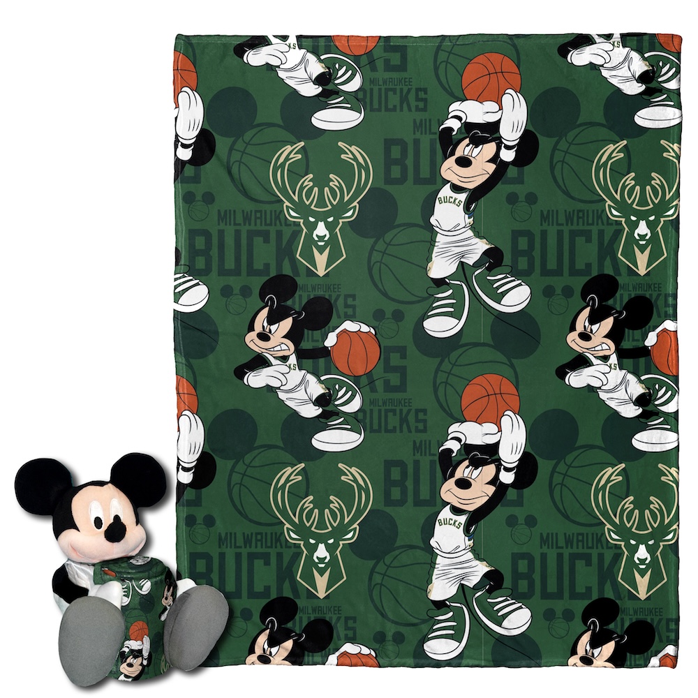 Milwaukee Bucks Disney Mickey Mouse Hugger and Silk Blanket Set