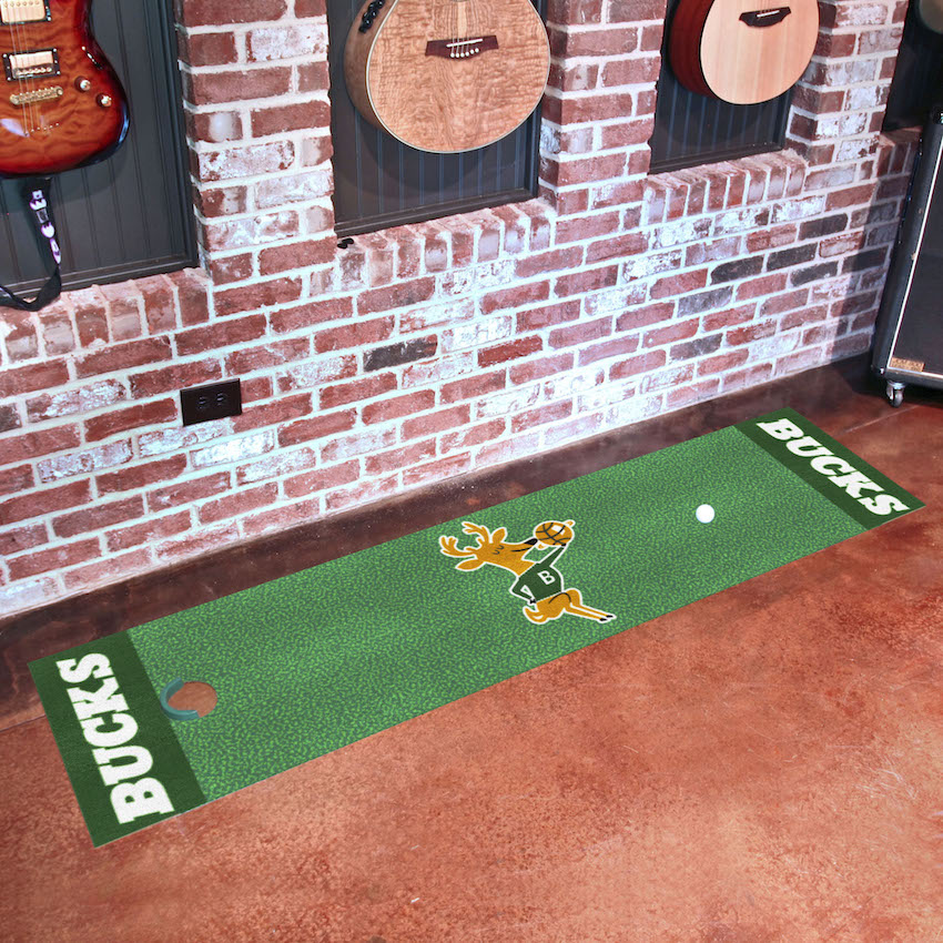 Milwaukee Bucks Vintage 18 x 72 in Putting Green Mat with Throwback Logo