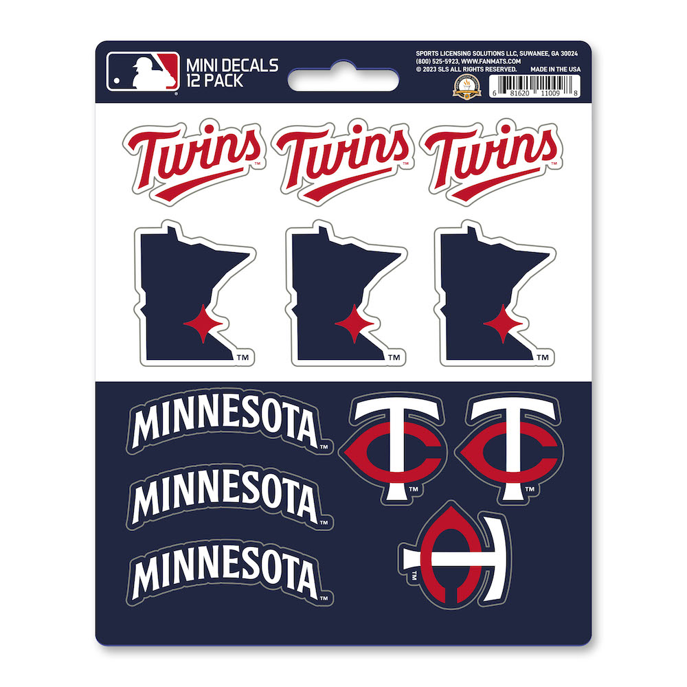 Minnesota Twins Team Logo Mini Decal 12 Pack