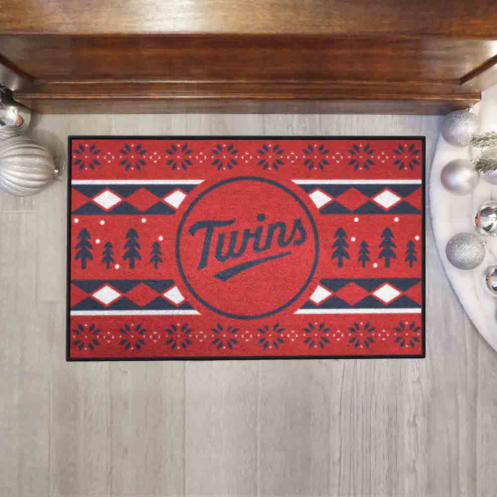 Minnesota Twins ALT LOGO Holiday Sweater Themed 20 x 30 STARTER Floor Mat