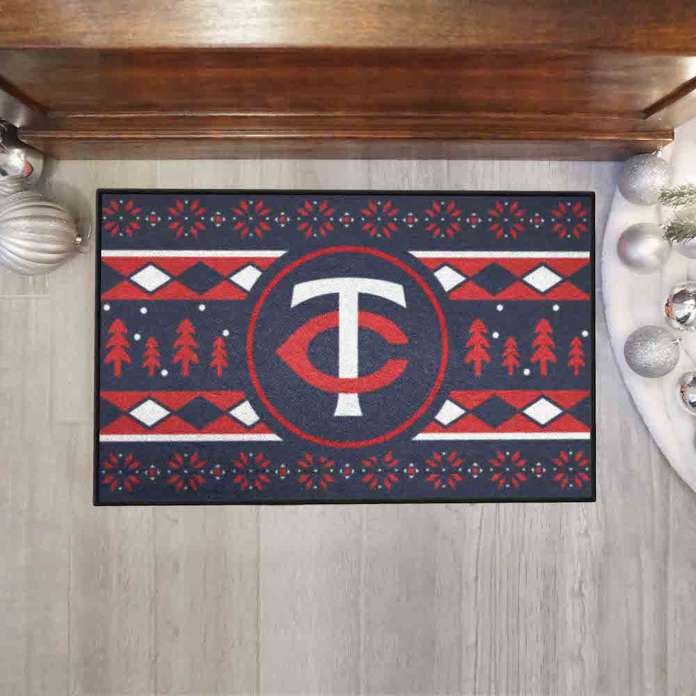 Minnesota Twins Holiday Sweater Themed 20 x 30 STARTER Floor Mat