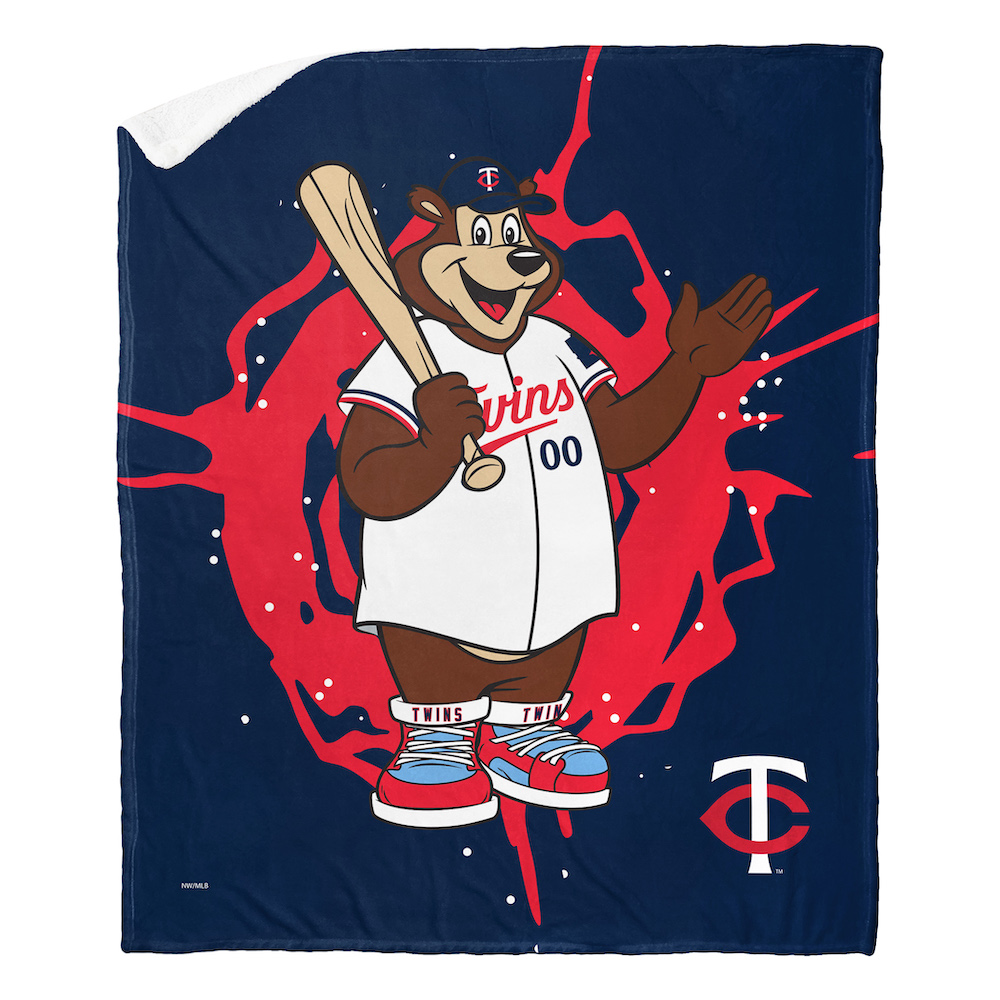 Minnesota Twins MASCOT Silk Sherpa Throw Blanket