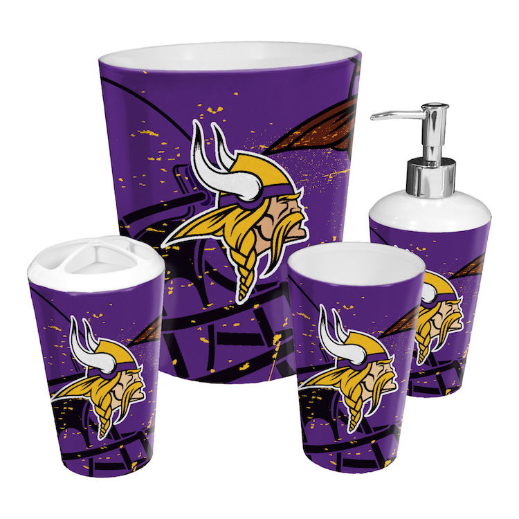 Minnesota Vikings 4 Piece Bathroom Accessory Set