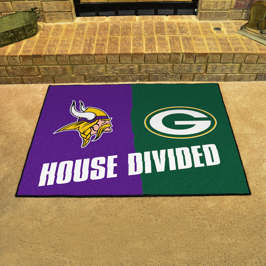NFL House Divided Rivalry Rug Minnesota Vikings - Green Bay Packers