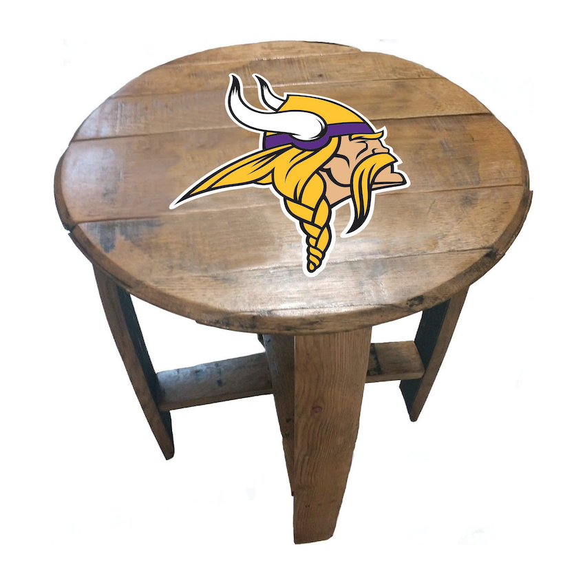 Minnesota Vikings Oak Barrel Table