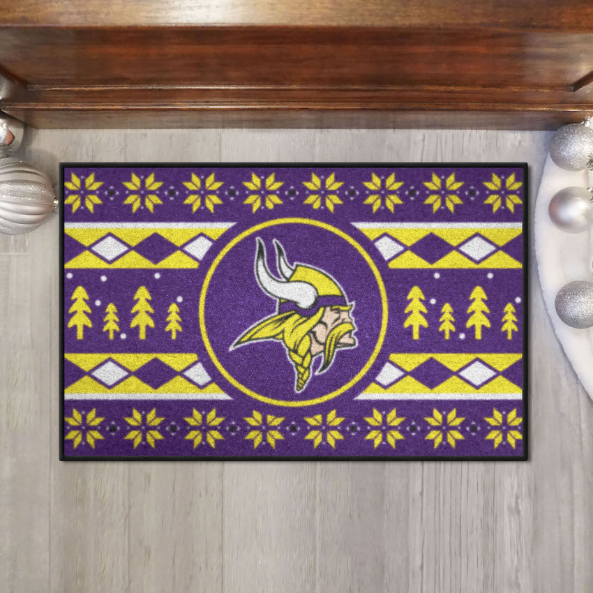 Minnesota Vikings Holiday Sweater Themed 20 x 30 STARTER Floor Mat