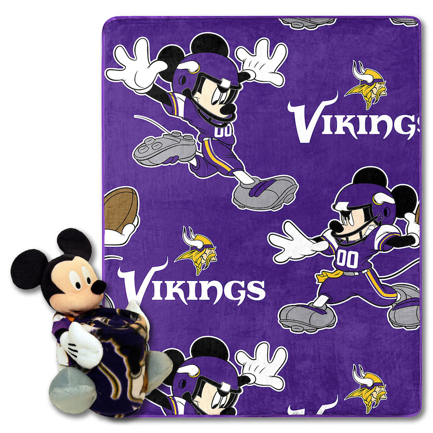 Minnesota Vikings Disney Mickey Mouse Hugger and Silk Blanket Set