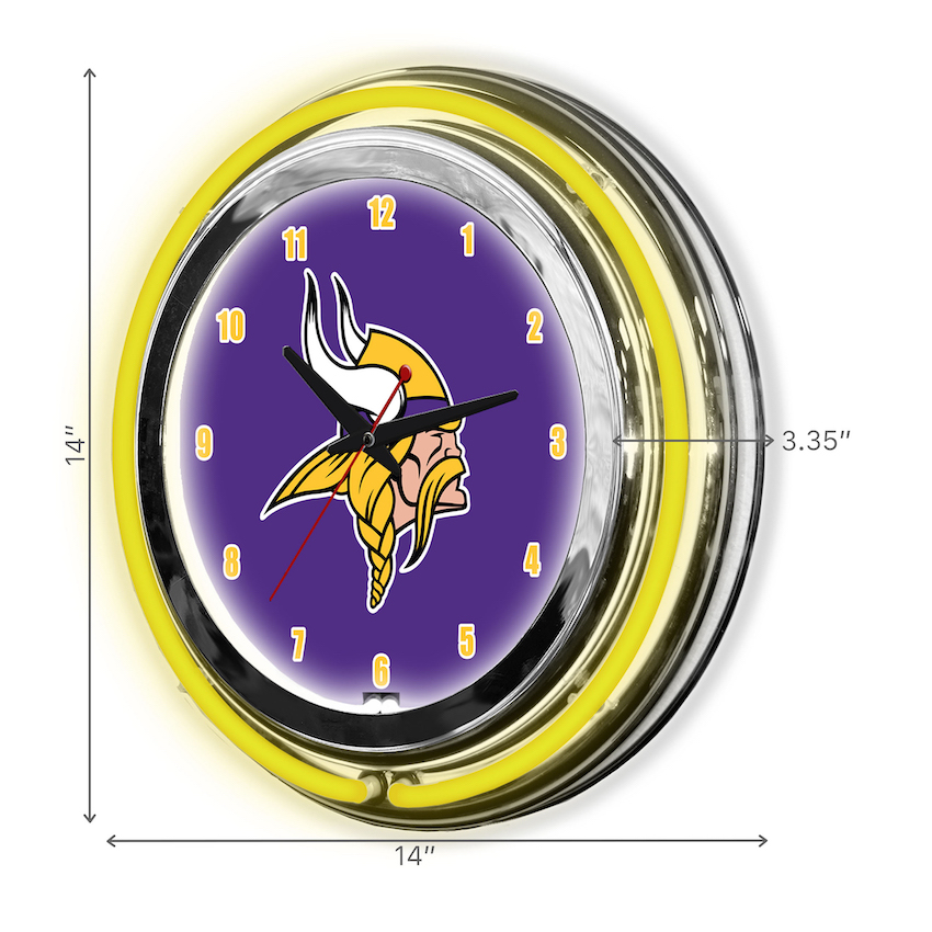 Minnesota Vikings Chrome NEON Clock 14 inch