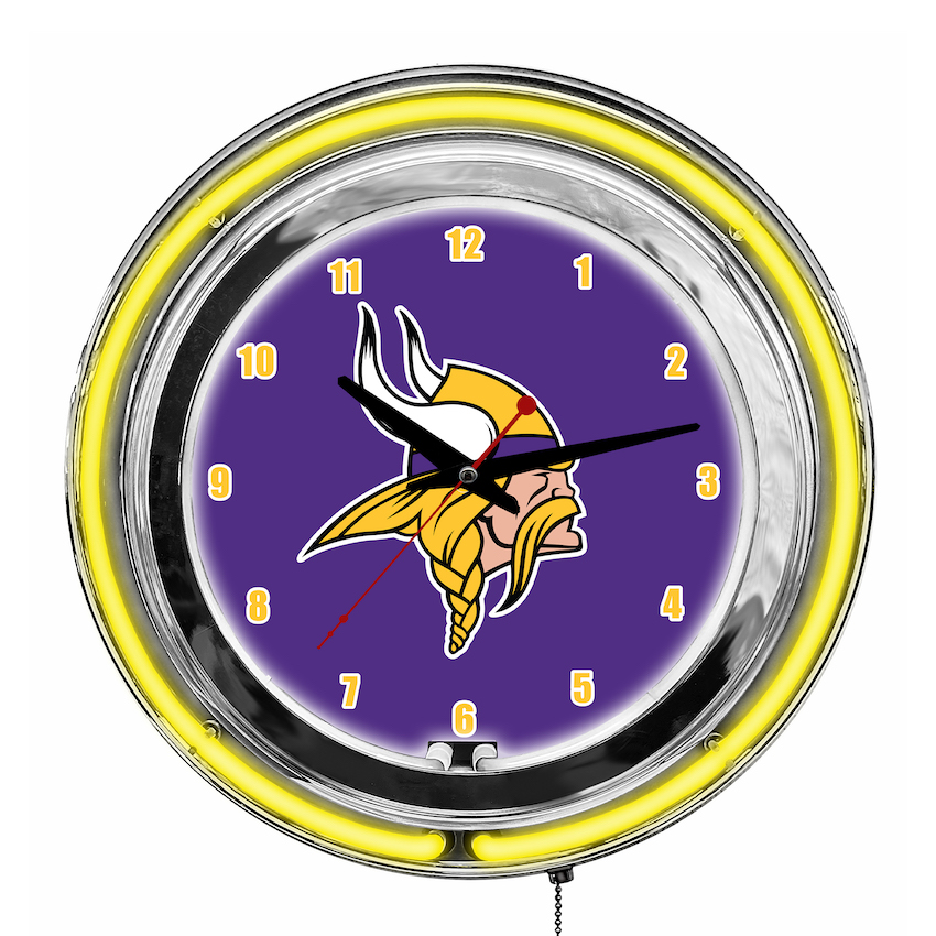 Minnesota Vikings Chrome NEON Clock 14 inch