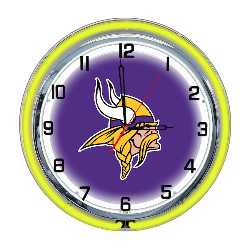 Minnesota Vikings Chrome NEON Clock 18 inch