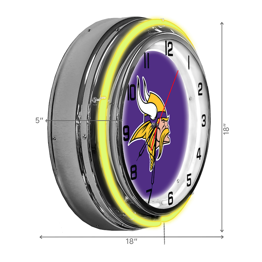 Minnesota Vikings Chrome NEON Clock 18 inch