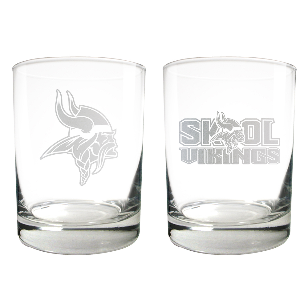 Minnesota Vikings 2pc Rocks Glass Set