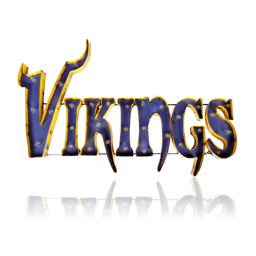 Minnesota Vikings Recycled Metal Light Sign