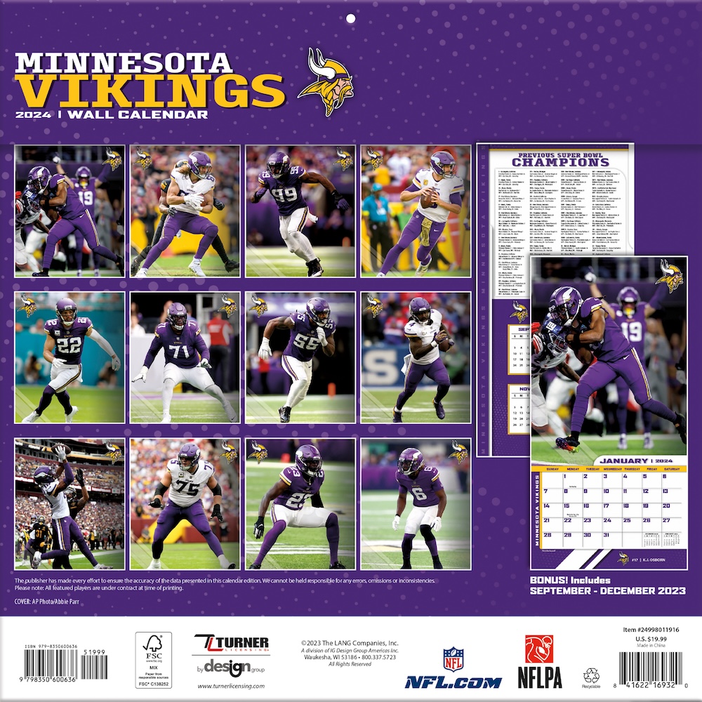 Minnesota Vikings 2025 NFL Mini Wall Calendar