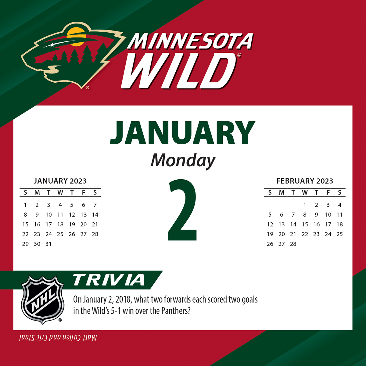 Minnesota Wild 2023 NHL PageADay Box Calendar Buy at KHC Sports
