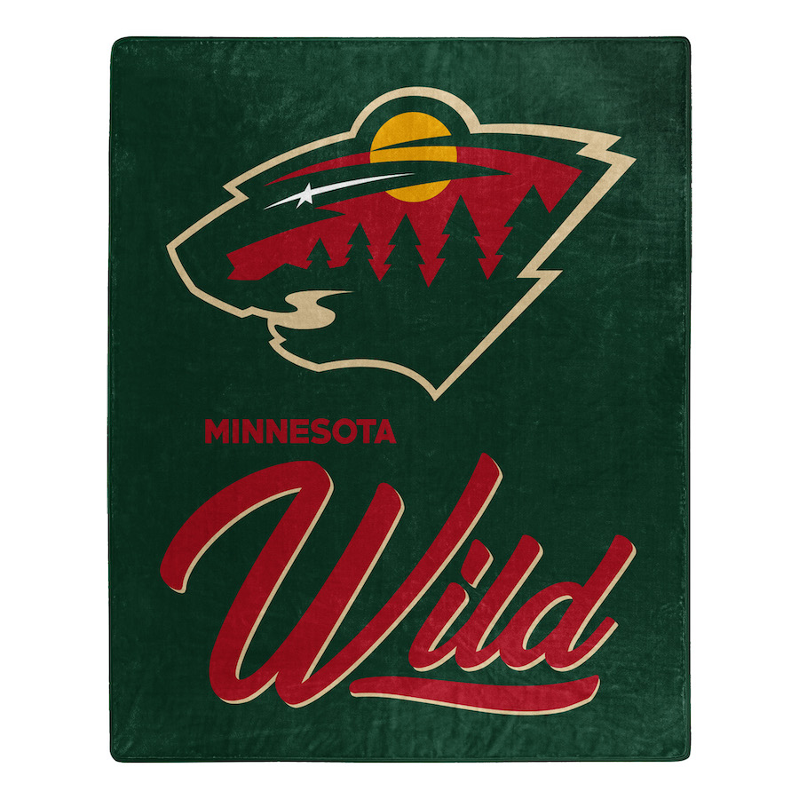 Minnesota Wild Plush Fleece Raschel Blanket 50 x 60