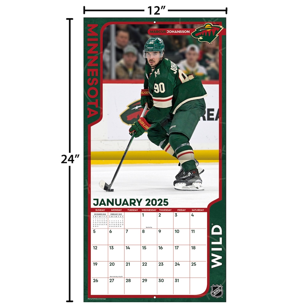 Minnesota Wild 2025 NHL Team Wall Calendar