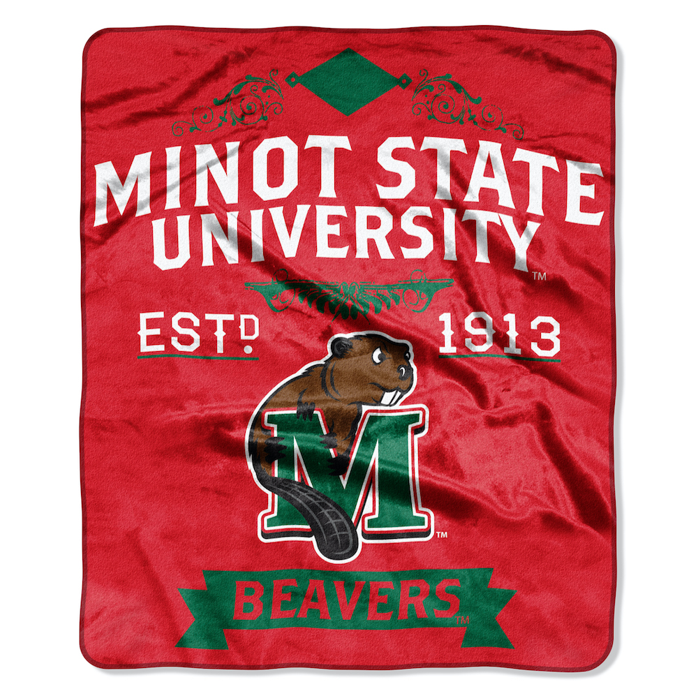 Minot State Beavers Plush Fleece Raschel Blanket 50 x 60