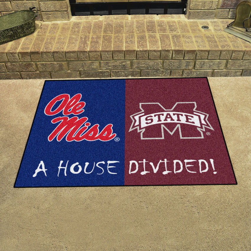 NCAA House Divided Rivalry Rug Mississippi Rebels - Mississippi State Bulldogs