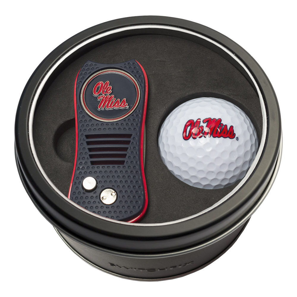 Mississippi Rebels Switchblade Divot Tool and Golf Ball Gift Pack