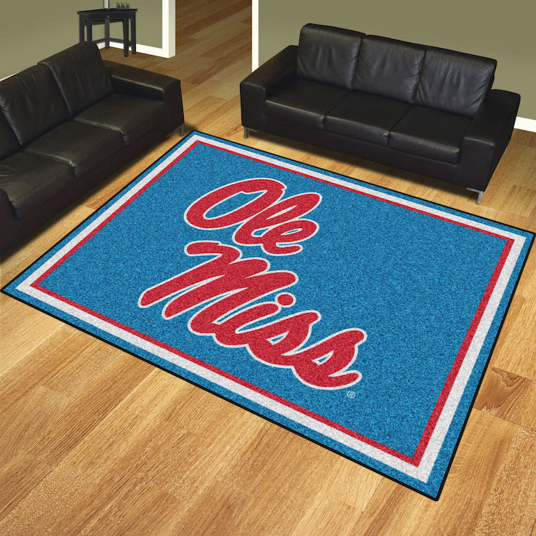 Mississippi Rebels LIGHT BLUE Ultra Plush 8x10 Area Rug