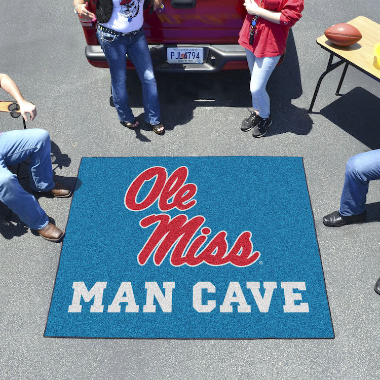 Mississippi Rebels LIGHT BLUE MAN CAVE TAILGATER 60 x 72 Rug