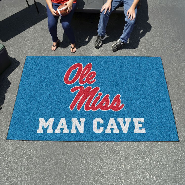 Mississippi Rebels LIGHT BLUE UTILI-MAT 60 x 96 MAN CAVE Rug