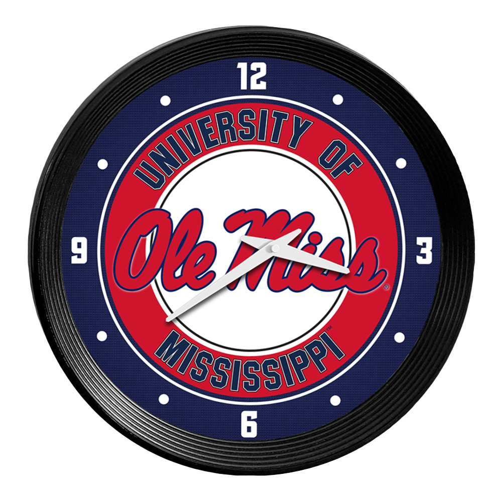 Mississippi Rebels Ribbed Frame Wall Clock