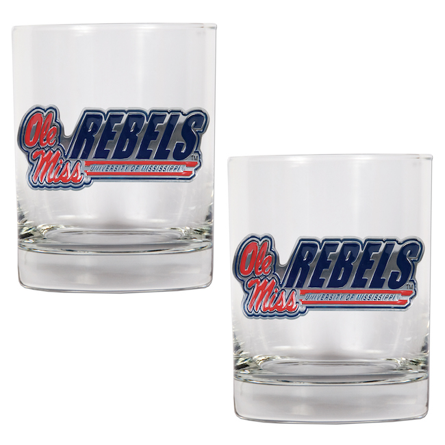 Mississippi Rebels NCAA Logo 2pc Rocks Glass Set