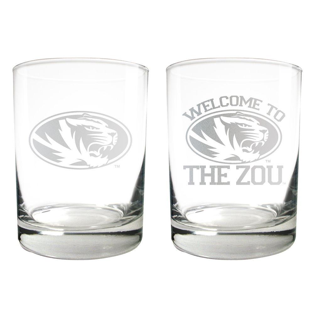 Missouri Tigers 2pc Rocks Glass Set