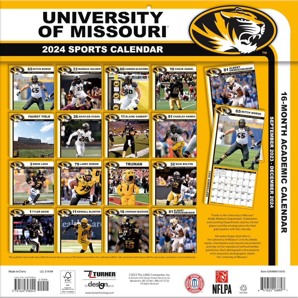 Missouri Tigers 2025 NCAA Team Wall Calendar