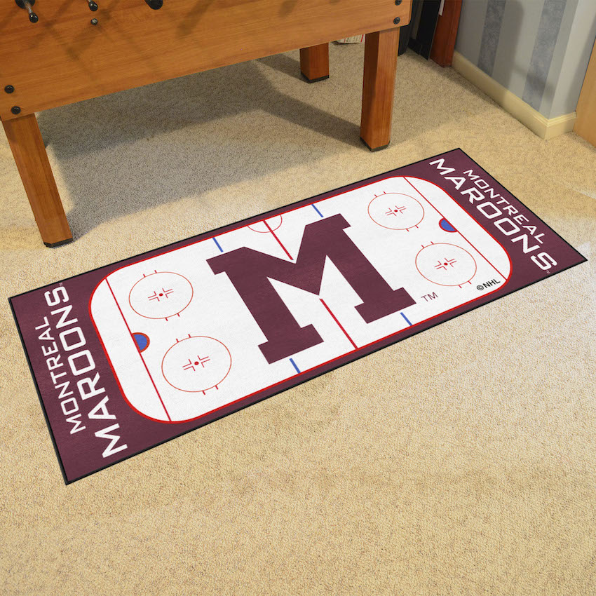 Montreal Maroons Vintage 30 x 72 Hockey Rink Carpet Runner - Throwback Logo