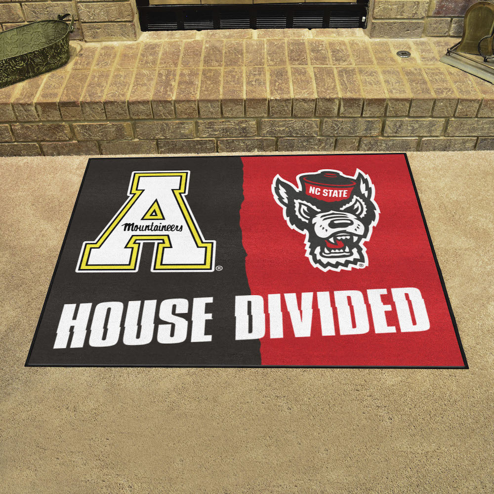 NCAA House Divided Rivalry Rug Appalachian State Mountaineers - NC State Wolfpack