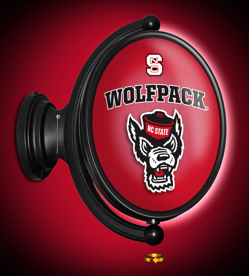 NC State Wolfpack LED Rotating Wall Sign ~ OVAL WOLFHEAD