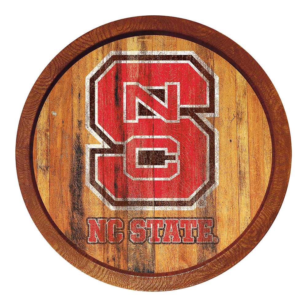 NC State Wolfpack Weathered FAUX Barrel Top Sign