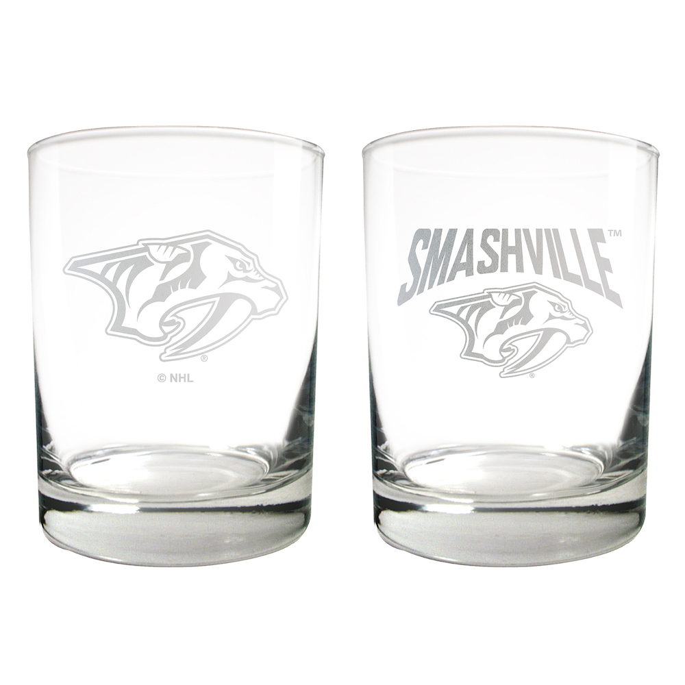 Nashville Predators 2pc Rocks Glass Set