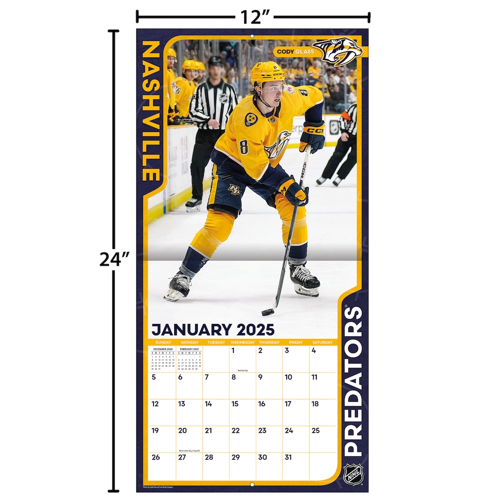 Nashville Predators 2025 NHL Team Wall Calendar