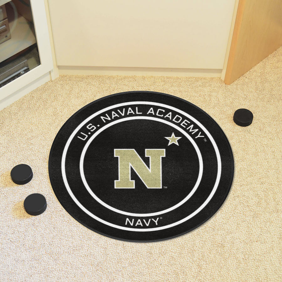 Navy Midshipmen Round Hockey Puck Mat
