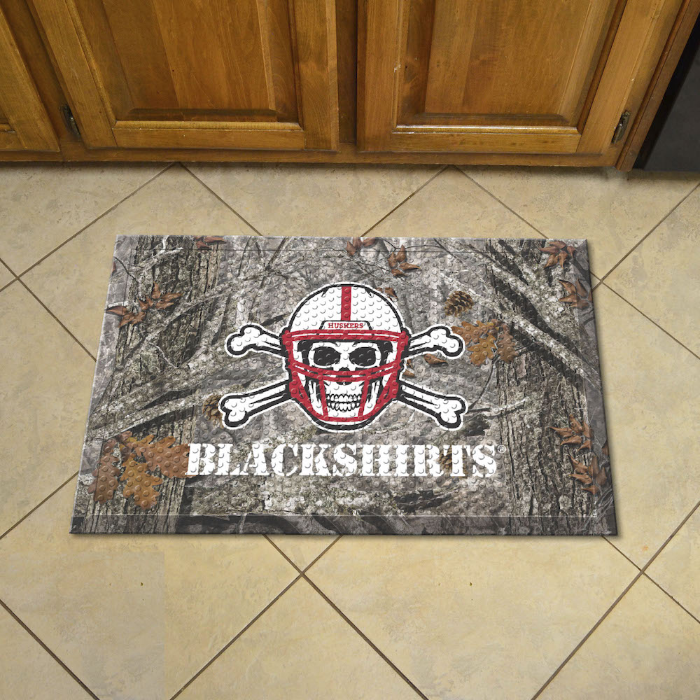 Nebraska Cornhuskers BLACKSHIRTS Camo Style SCRAPER Door Mat
