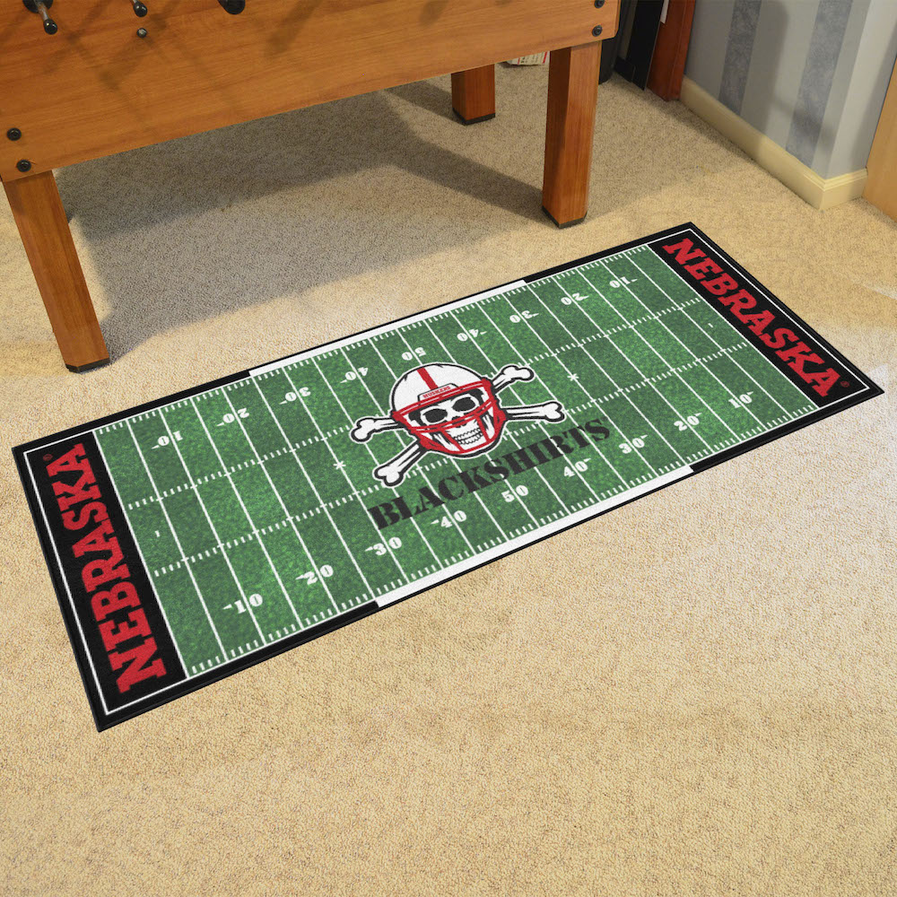 Nebraska Cornhuskers BLACKSHIRTS 30 x 72 Football Field Carpet Runner