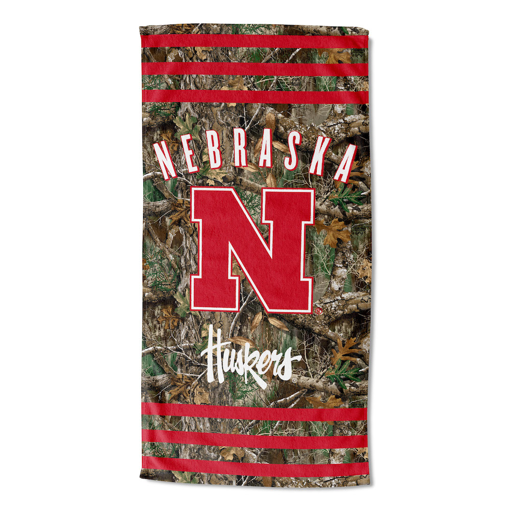 Nebraska Cornhuskers Real Tree Camo 30x60 Beach Towel